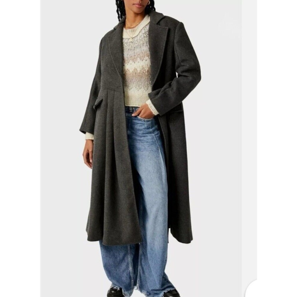 Free People Gray Long Coat